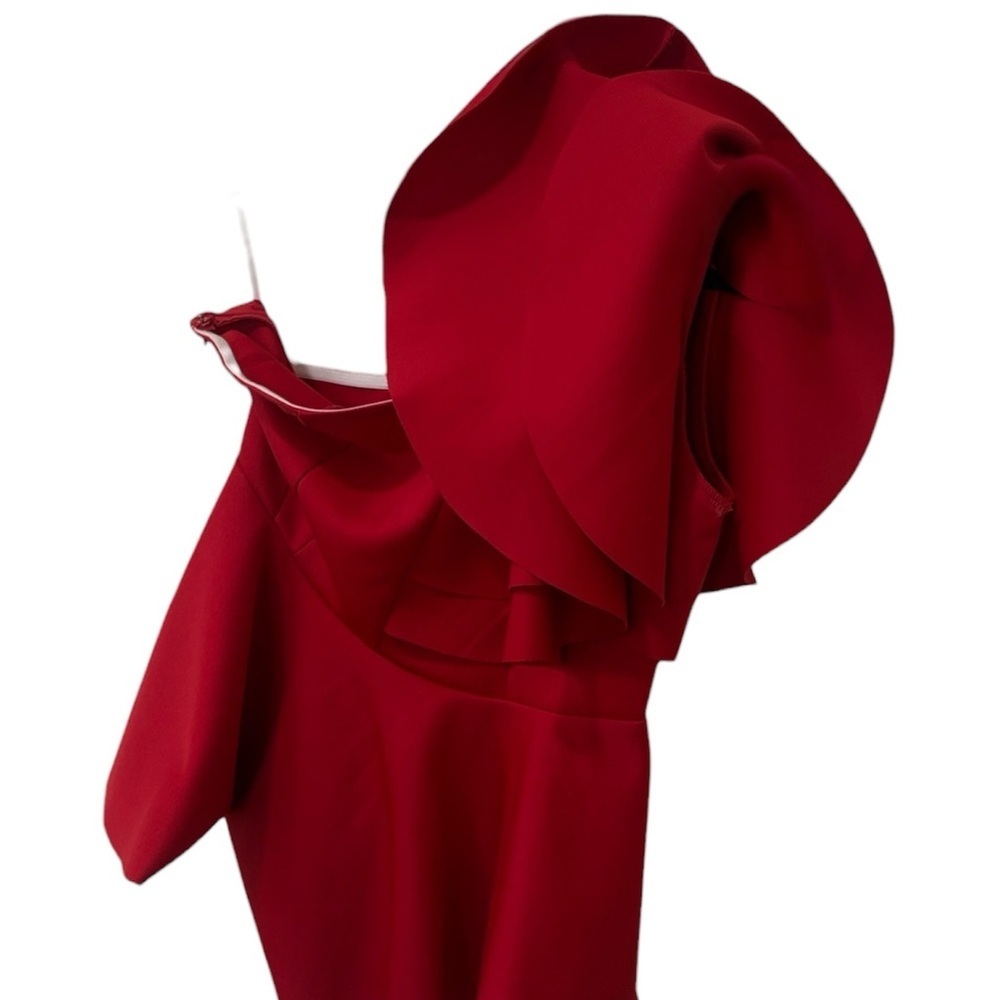 Red One-Shoulder Ruffle Top - Picture 3 of 4